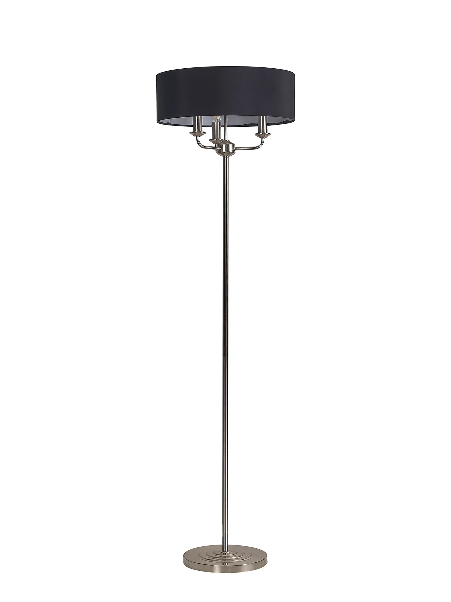 Banyan 45cm 3 Light Floor Lamp Satin Nickel, Black DK0923  Deco Banyan SN BL